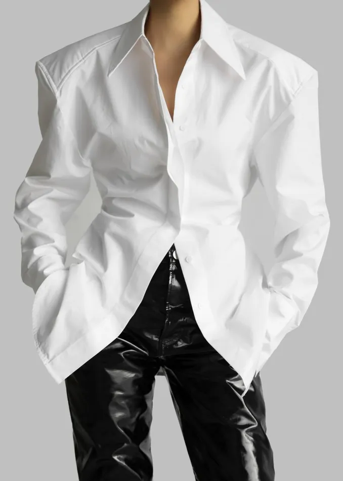 Women The Frankie Shop Tops Bec Padded Shirt White