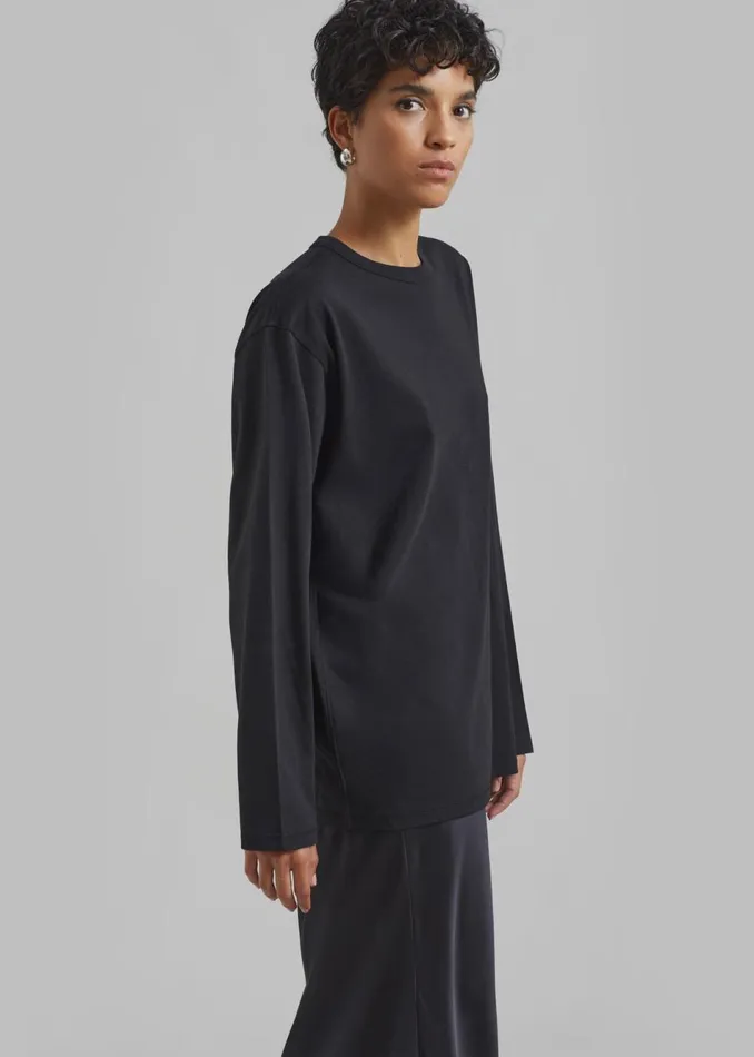 Women The Frankie Shop Tops Bennett Long Sleeves Tee Black