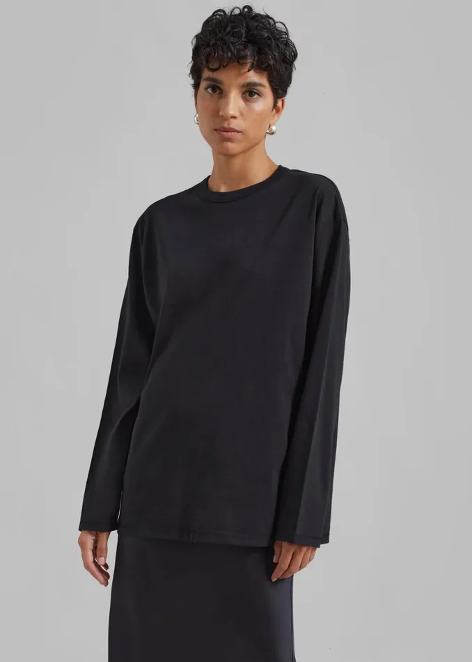 Women The Frankie Shop Tops Bennett Long Sleeves Tee Black