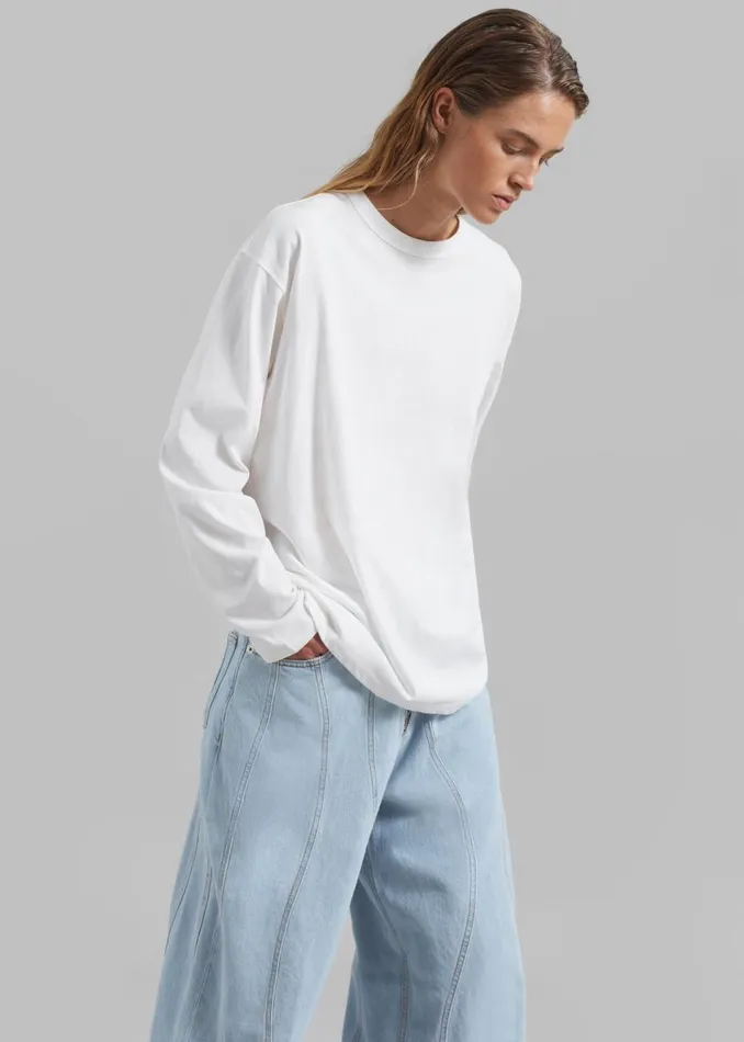 Women The Frankie Shop Tops Bennett Long Sleeves Tee Ivory