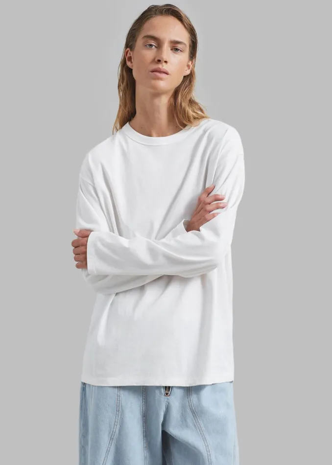 Women The Frankie Shop Tops Bennett Long Sleeves Tee Ivory