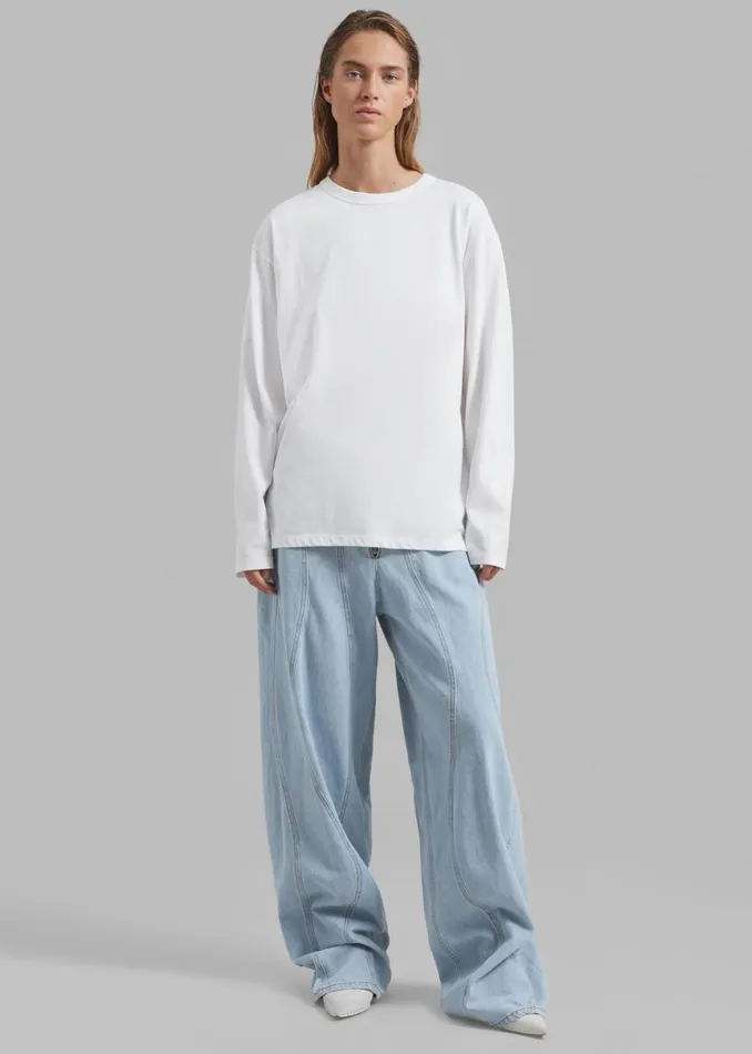 Women The Frankie Shop Tops Bennett Long Sleeves Tee Ivory