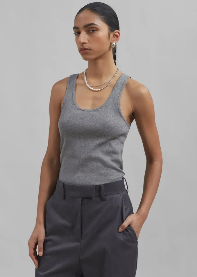 Women The Frankie Shop Tops By Malene Birger Anisa Tank Top Grey Melange