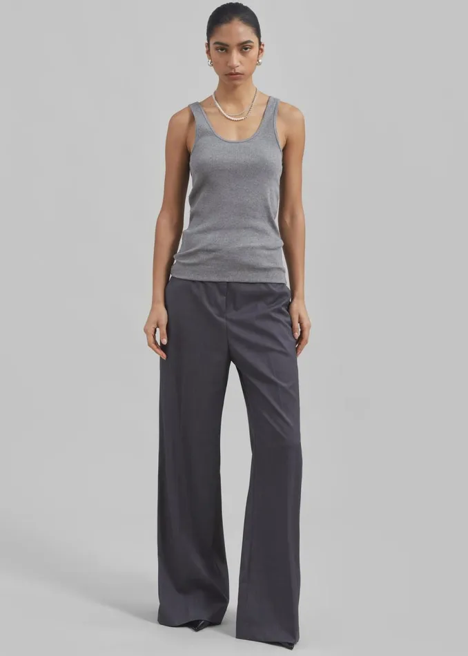 Women The Frankie Shop Tops By Malene Birger Anisa Tank Top Grey Melange