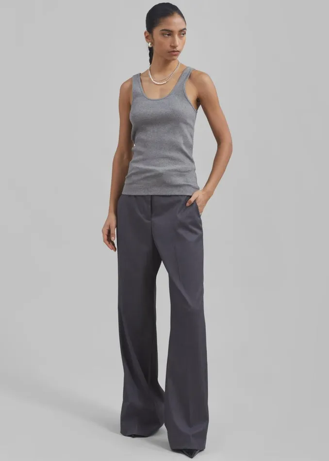 Women The Frankie Shop Tops By Malene Birger Anisa Tank Top Grey Melange