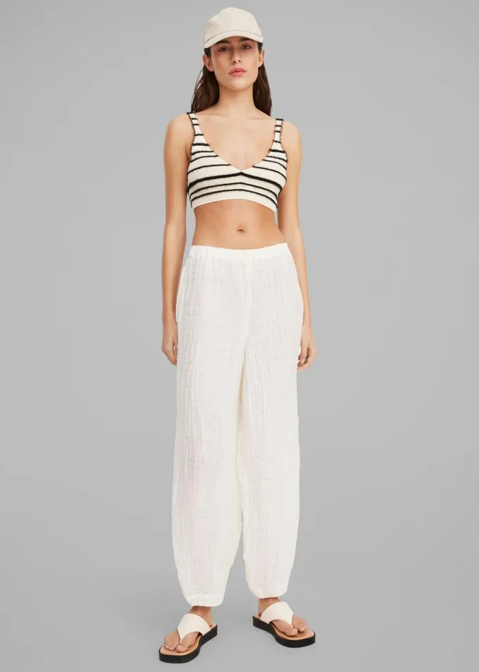 Women The Frankie Shop Tops By Malene Birger Reggie Bralette Black Stripe