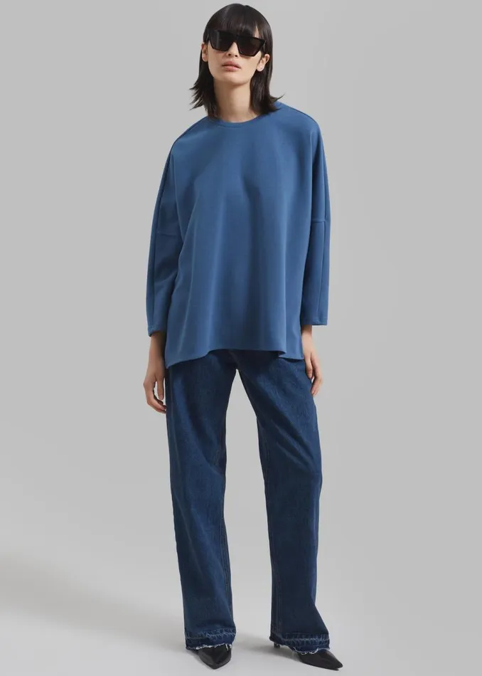Women The Frankie Shop Tops Campbell Long Sleeve Tee Blue