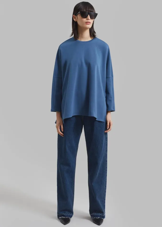 Women The Frankie Shop Tops Campbell Long Sleeve Tee Blue