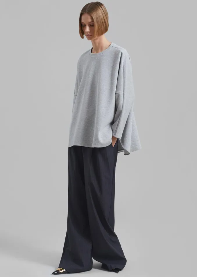 Women The Frankie Shop Tops Campbell Long Sleeve Tee Grey