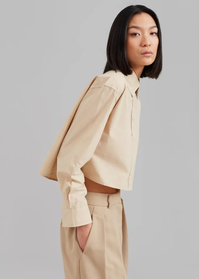 Women The Frankie Shop Tops Caracas Cropped Shirt Beige