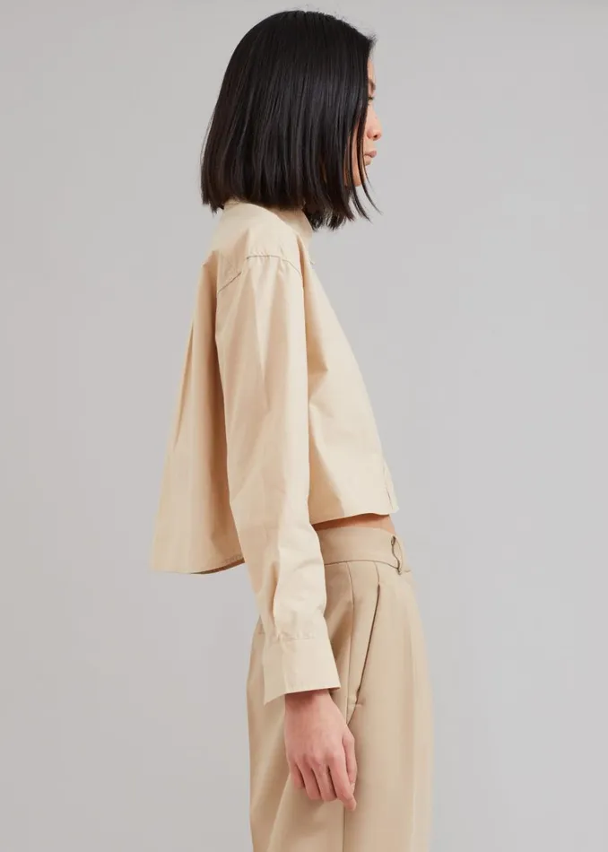 Women The Frankie Shop Tops Caracas Cropped Shirt Beige