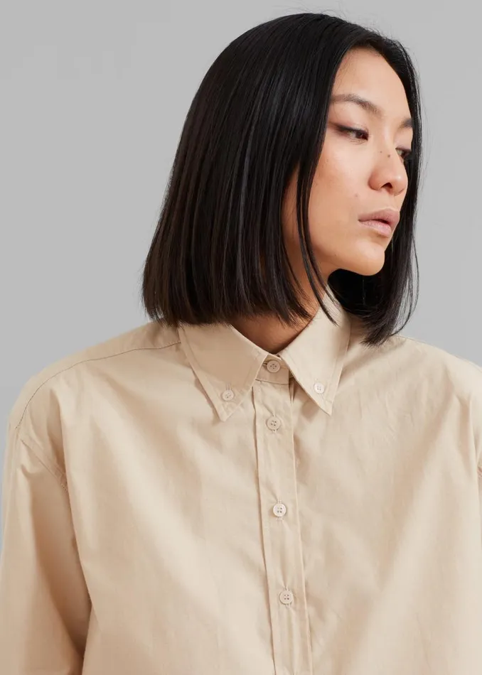 Women The Frankie Shop Tops Caracas Cropped Shirt Beige