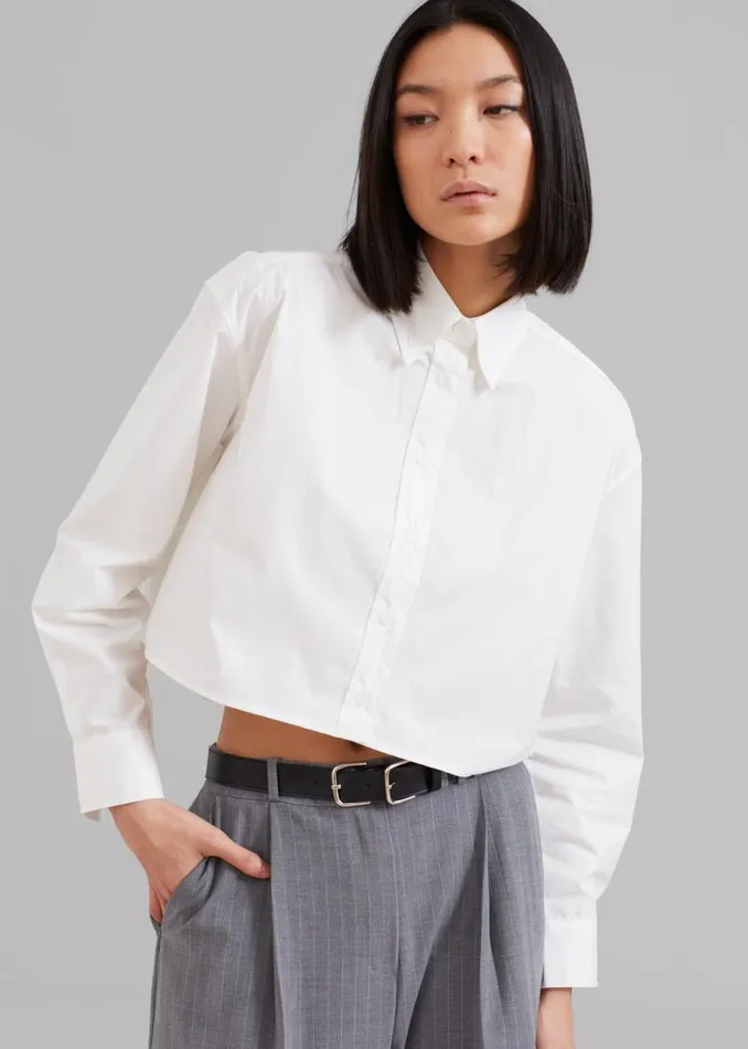 Women The Frankie Shop Tops Caracas Cropped Shirt White