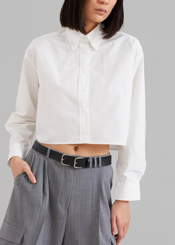 Women The Frankie Shop Tops Caracas Cropped Shirt White