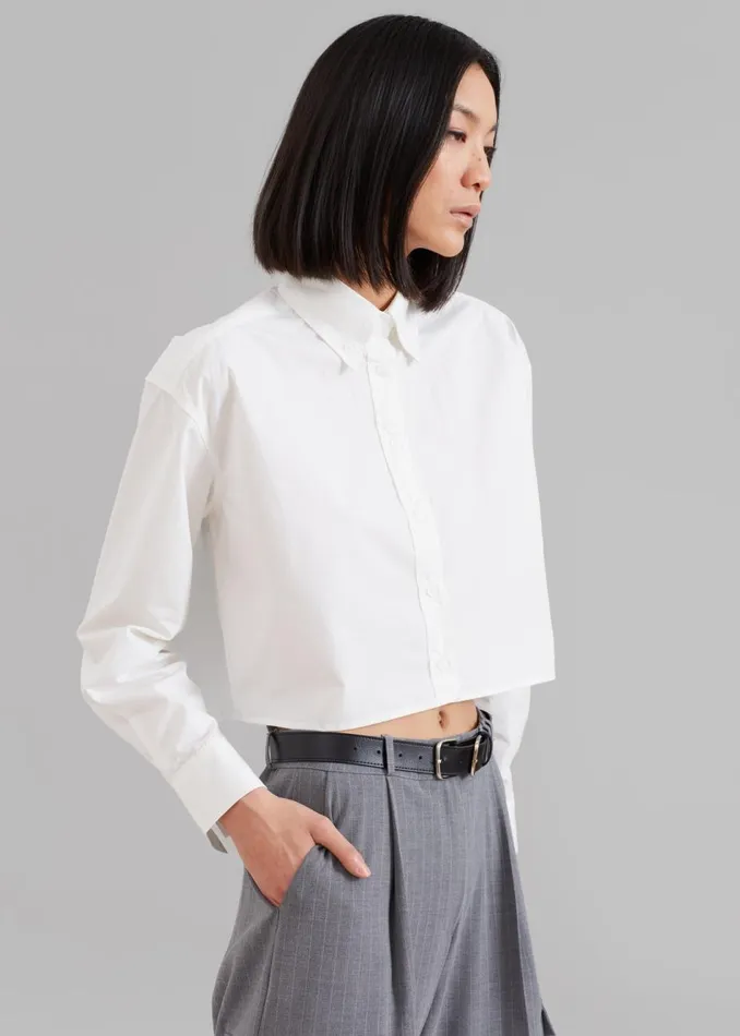 Women The Frankie Shop Tops Caracas Cropped Shirt White