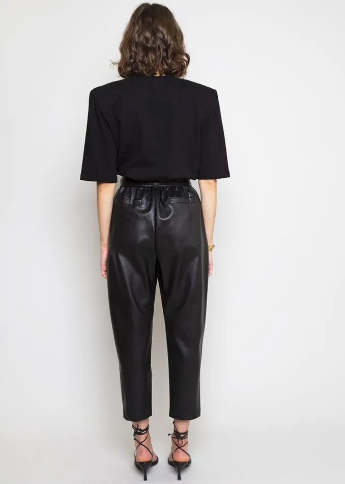 Women The Frankie Shop Tops Carrington Padded Shoulder Tee Black