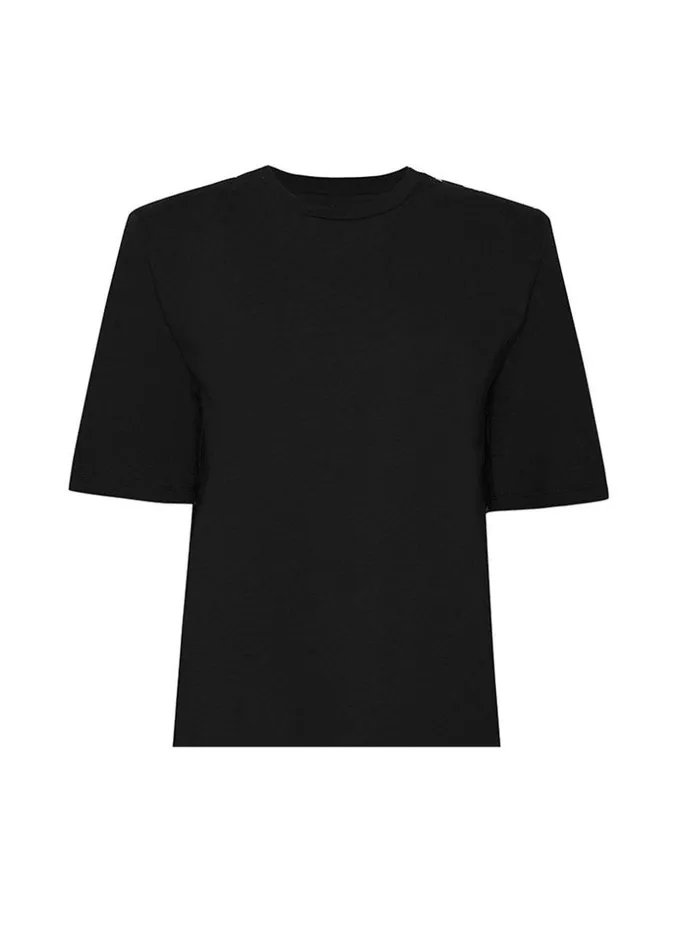 Women The Frankie Shop Tops Carrington Padded Shoulder Tee Black