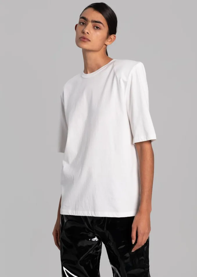 Women The Frankie Shop Tops Carrington Padded Shoulder Tee White