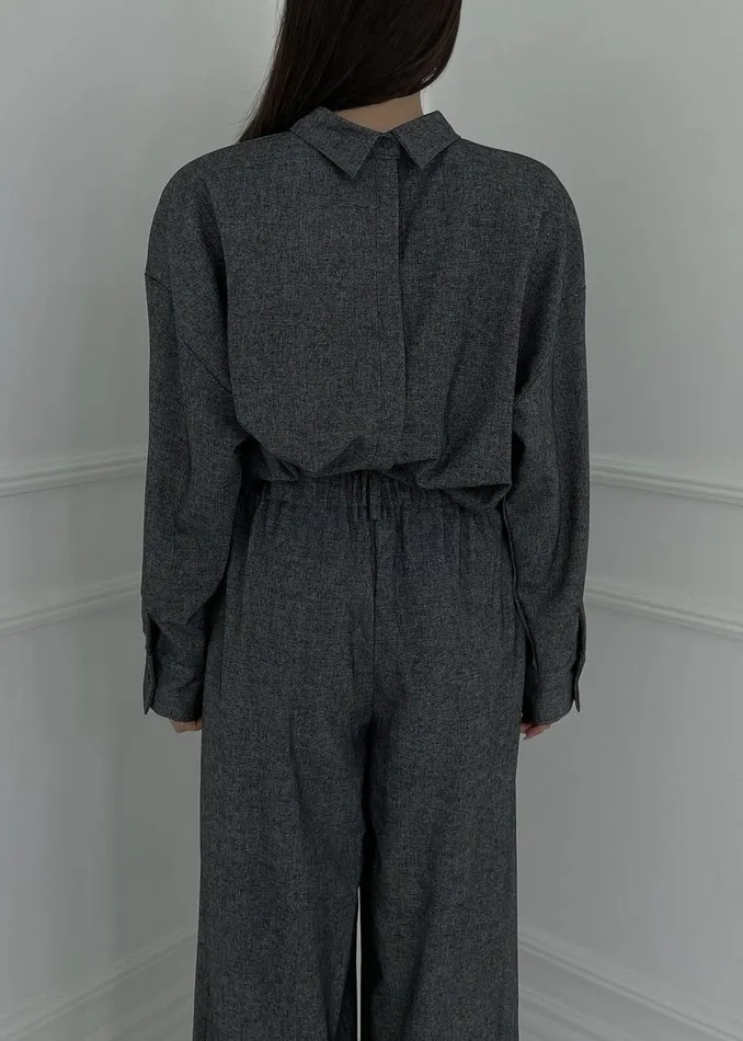 Women The Frankie Shop Tops Casey Reversible Button Up Shirt Charcoal