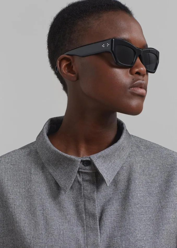 Women The Frankie Shop Tops Casey Reversible Button Up Shirt Grey