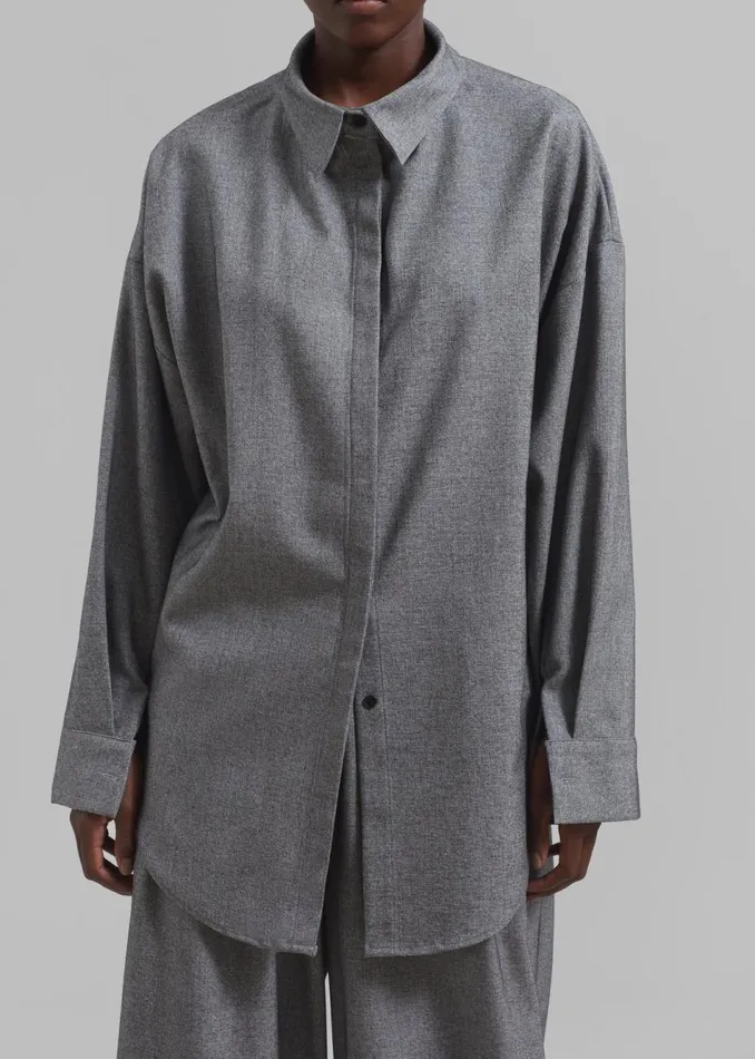 Women The Frankie Shop Tops Casey Reversible Button Up Shirt Grey