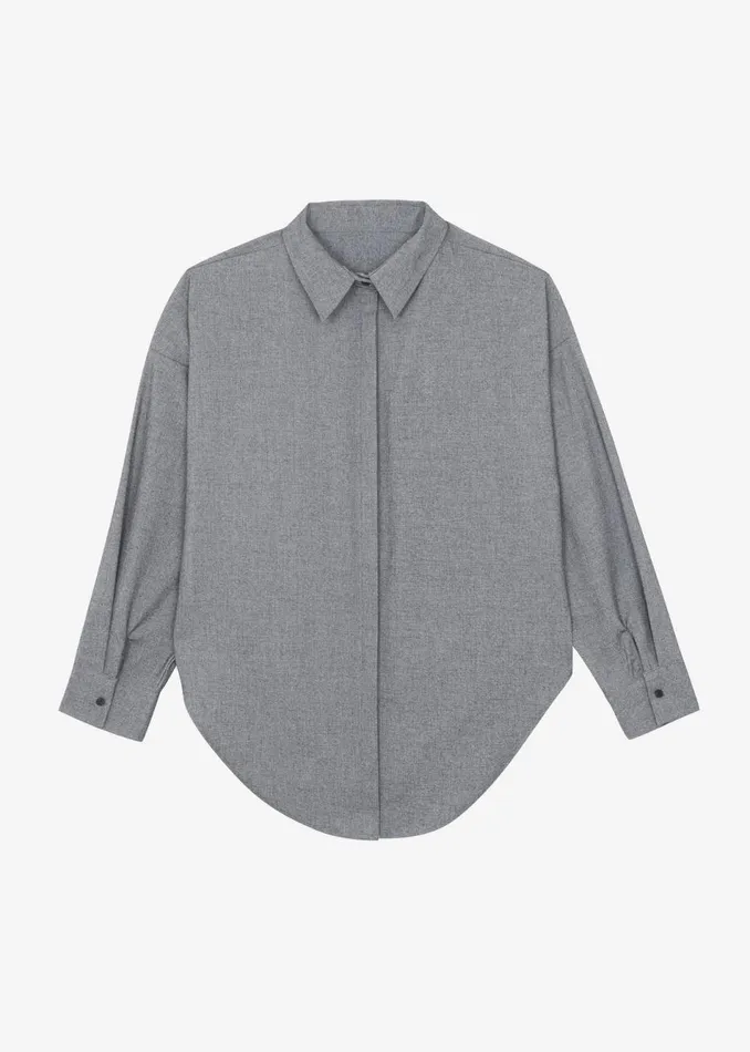 Women The Frankie Shop Tops Casey Reversible Button Up Shirt Grey