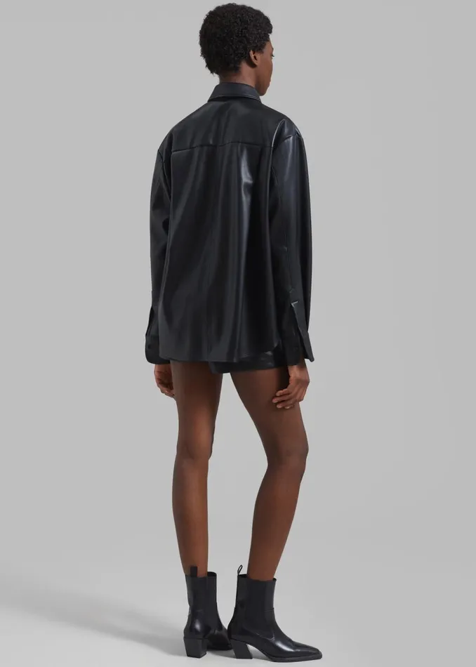 Women The Frankie Shop Tops Chrissie Faux Leather Shirt Black