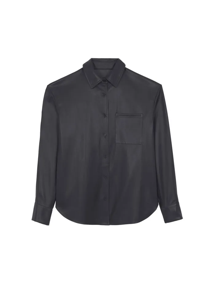 Women The Frankie Shop Tops Chrissie Faux Leather Shirt Black