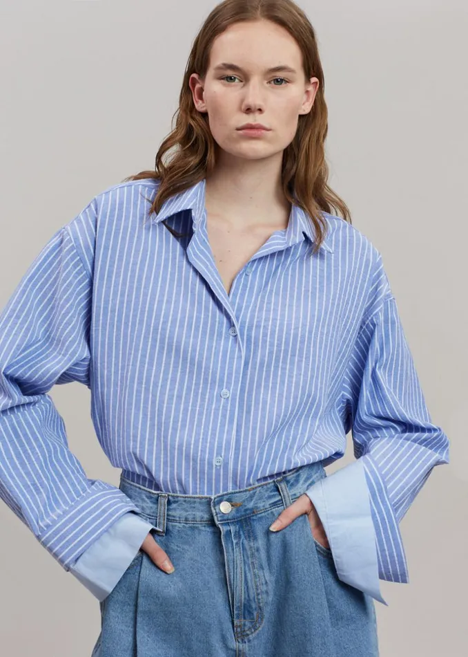 Women The Frankie Shop Tops Christa Striped Shirt Blue
