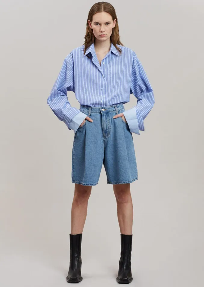 Women The Frankie Shop Tops Christa Striped Shirt Blue