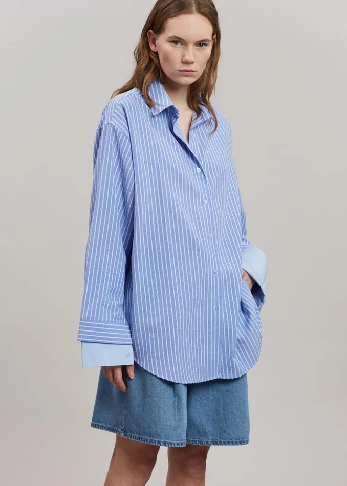 Women The Frankie Shop Tops Christa Striped Shirt Blue