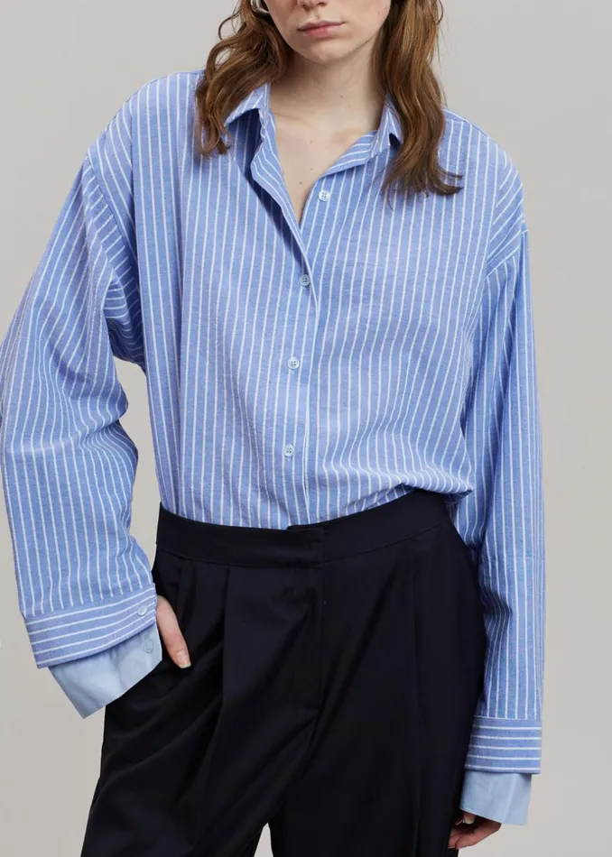 Women The Frankie Shop Tops Christa Striped Shirt Blue