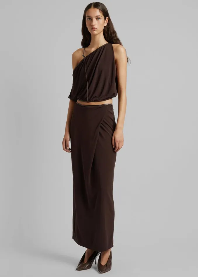 Women The Frankie Shop Tops Christopher Esber Framed Buckle Shoulder Top Cacao Women The Frankie Shop Tops Christopher Esber Framed Buckle Shoulder Top Cacao