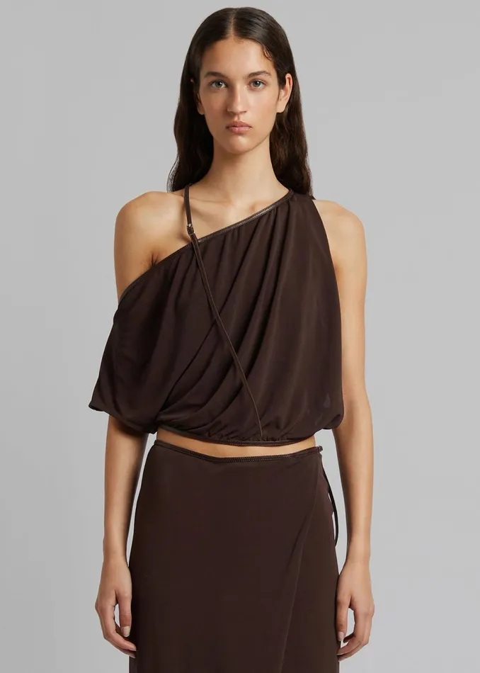 Women The Frankie Shop Tops Christopher Esber Framed Buckle Shoulder Top Cacao
