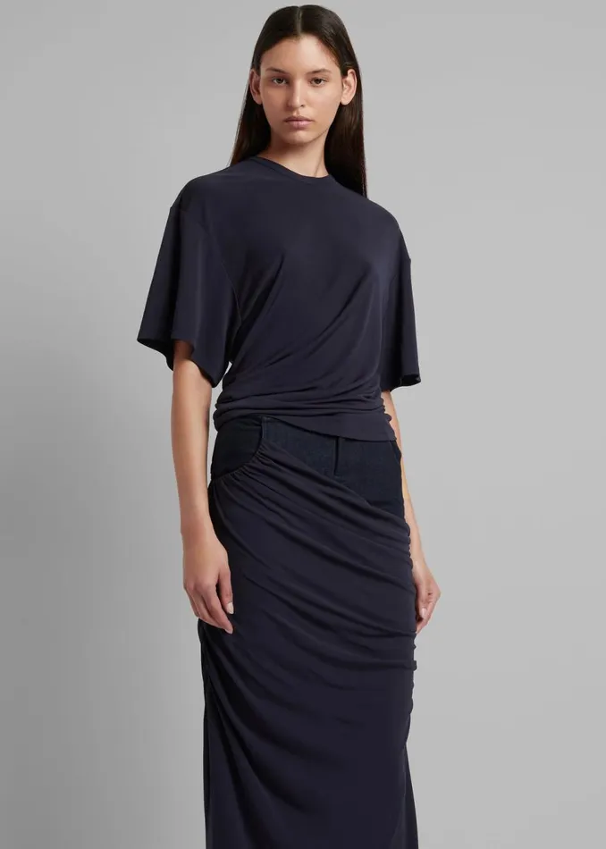 Women The Frankie Shop Tops Christopher Esber Side Cowl Waist Tee Ink