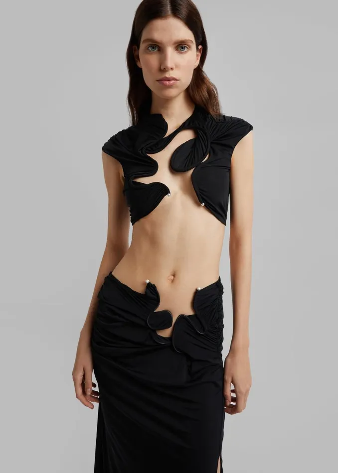 Women The Frankie Shop Tops Christopher Esber Venus Crop Top Black