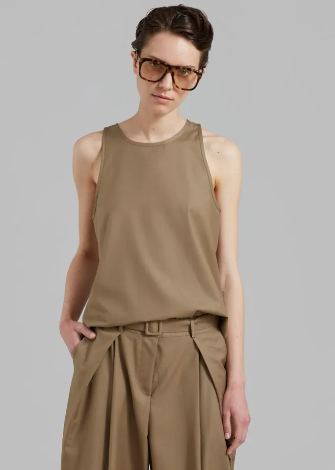 Women The Frankie Shop Tops Clay Sleeveless Top Desert Taupe