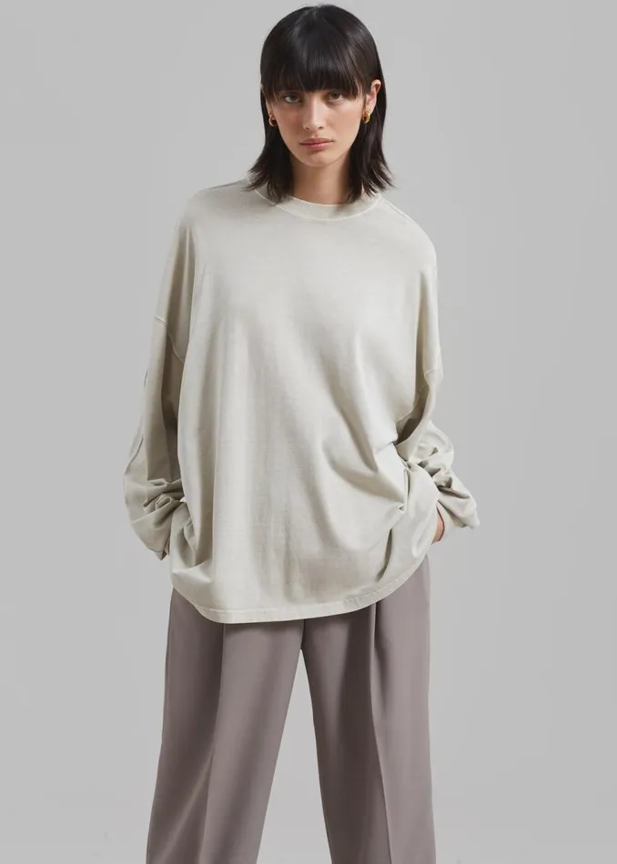 Women The Frankie Shop Tops Collins Long Sleeve Tee Beige