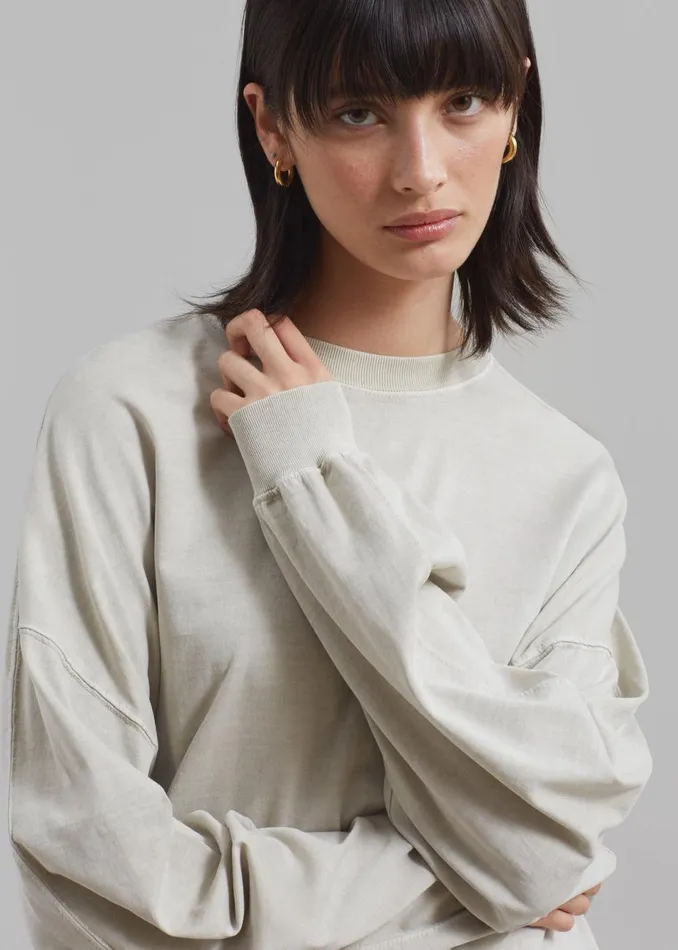 Women The Frankie Shop Tops Collins Long Sleeve Tee Beige