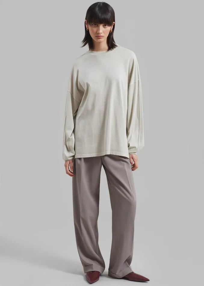 Women The Frankie Shop Tops Collins Long Sleeve Tee Beige