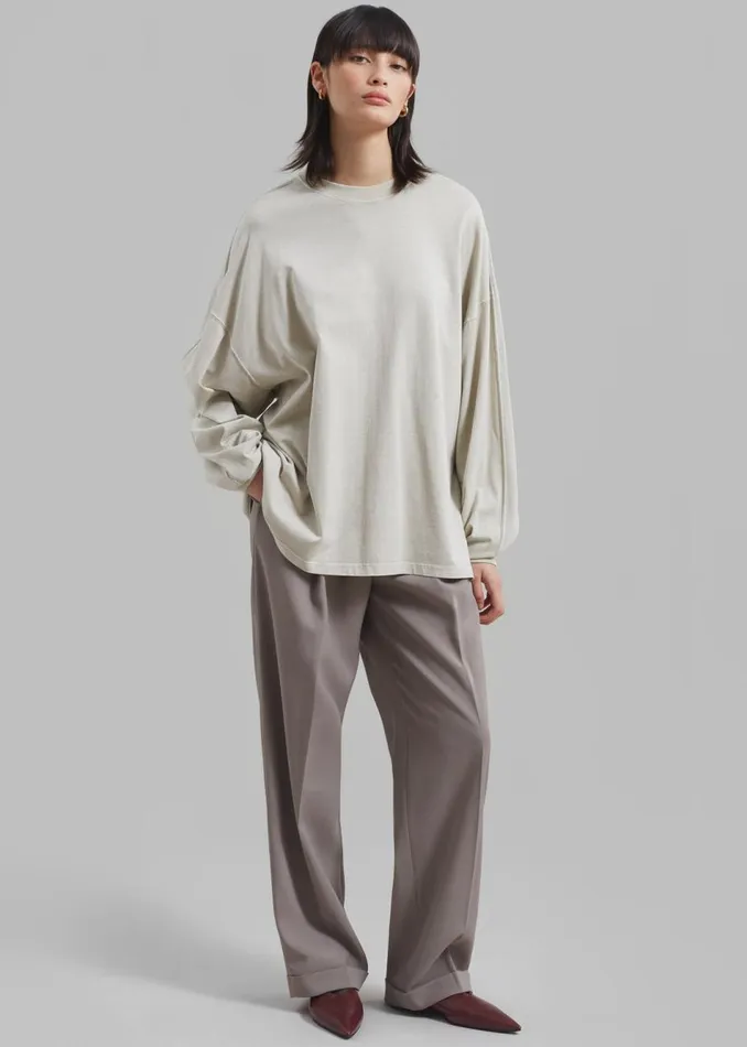 Women The Frankie Shop Tops Collins Long Sleeve Tee Beige