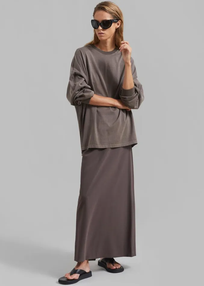 Women The Frankie Shop Tops Collins Long Sleeve Tee Brown
