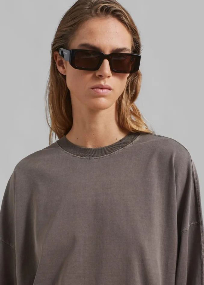 Women The Frankie Shop Tops Collins Long Sleeve Tee Brown