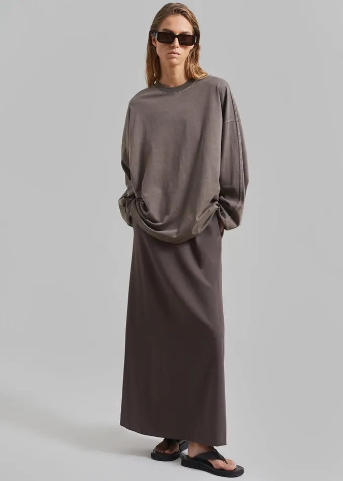 Women The Frankie Shop Tops Collins Long Sleeve Tee Brown