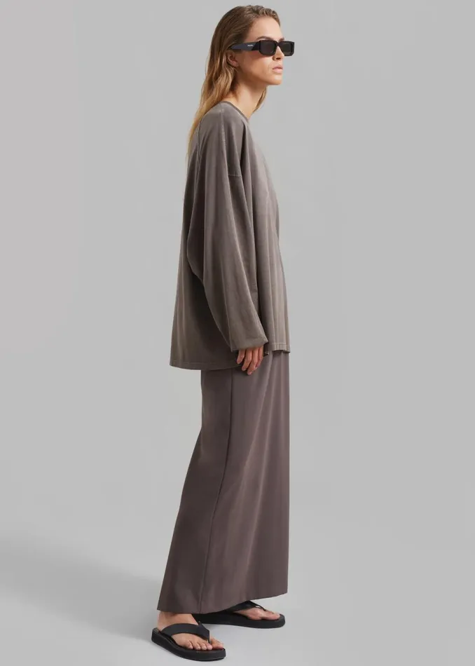 Women The Frankie Shop Tops Collins Long Sleeve Tee Brown