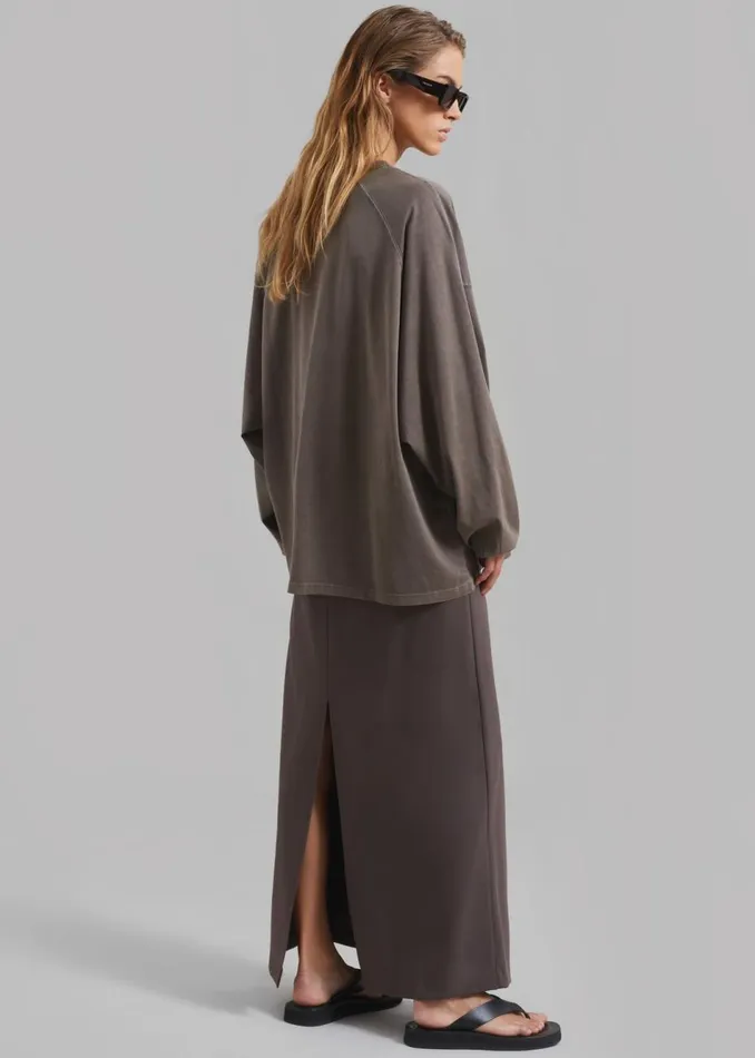 Women The Frankie Shop Tops Collins Long Sleeve Tee Brown