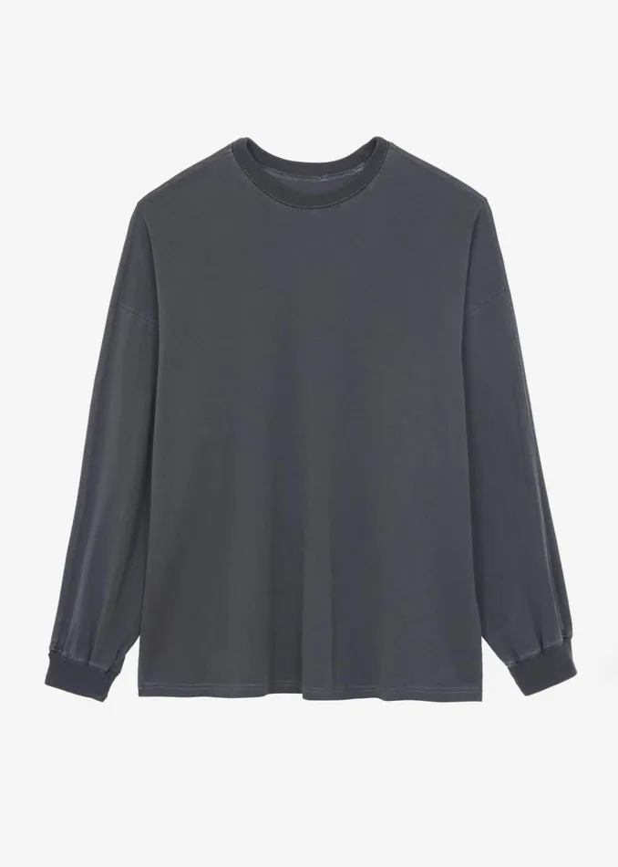 Women The Frankie Shop Tops Collins Long Sleeve Tee Charcoal