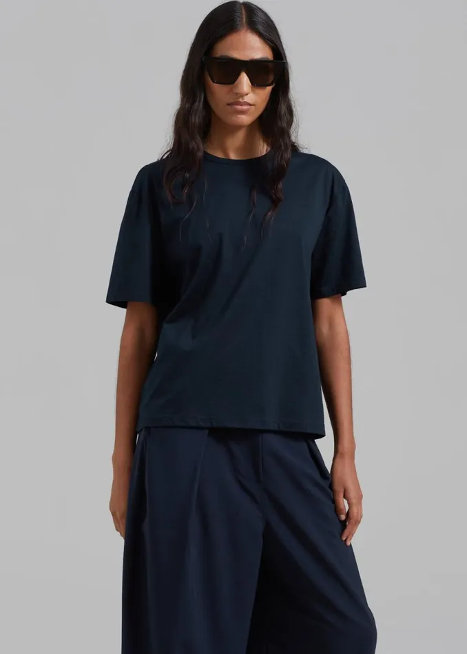 Women The Frankie Shop Tops Connell Boxy Tee Navy