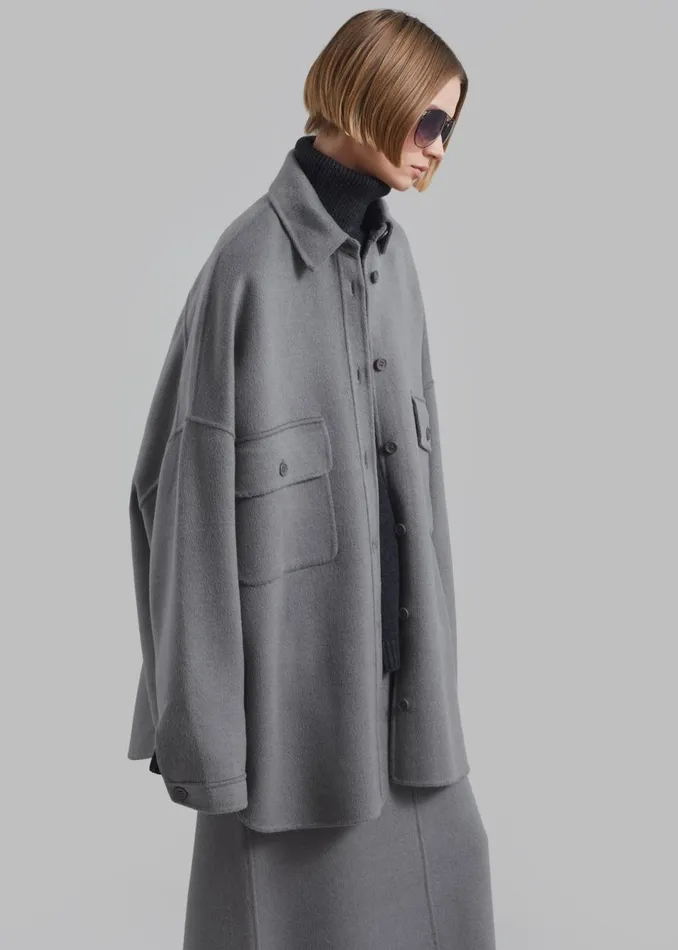 Women The Frankie Shop Tops Dallas Wool Overshirt Grey