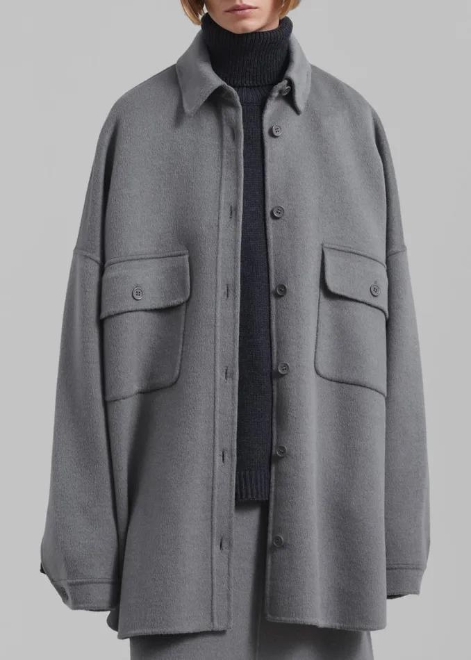 Women The Frankie Shop Tops Dallas Wool Overshirt Grey